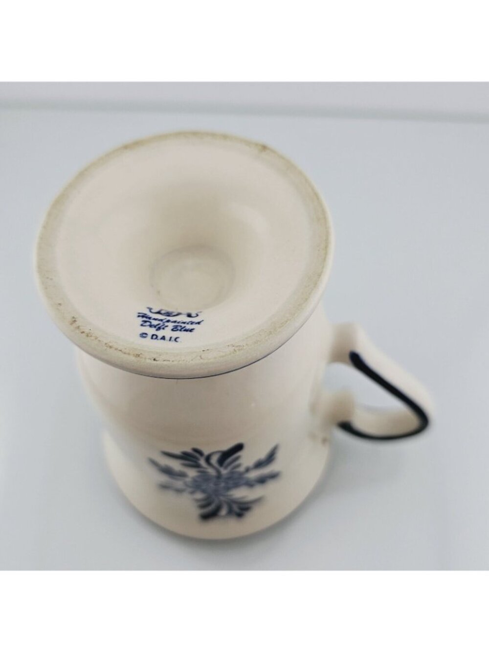 Delft Blue Pottery Mug Handpainted Windmill DAIC Holland Pedestal handle cup - Picture 10 of 12